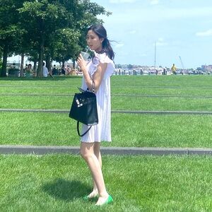 Whited pleated ruffle sleeve dress | Influencer Favorite | Feminine summer dress